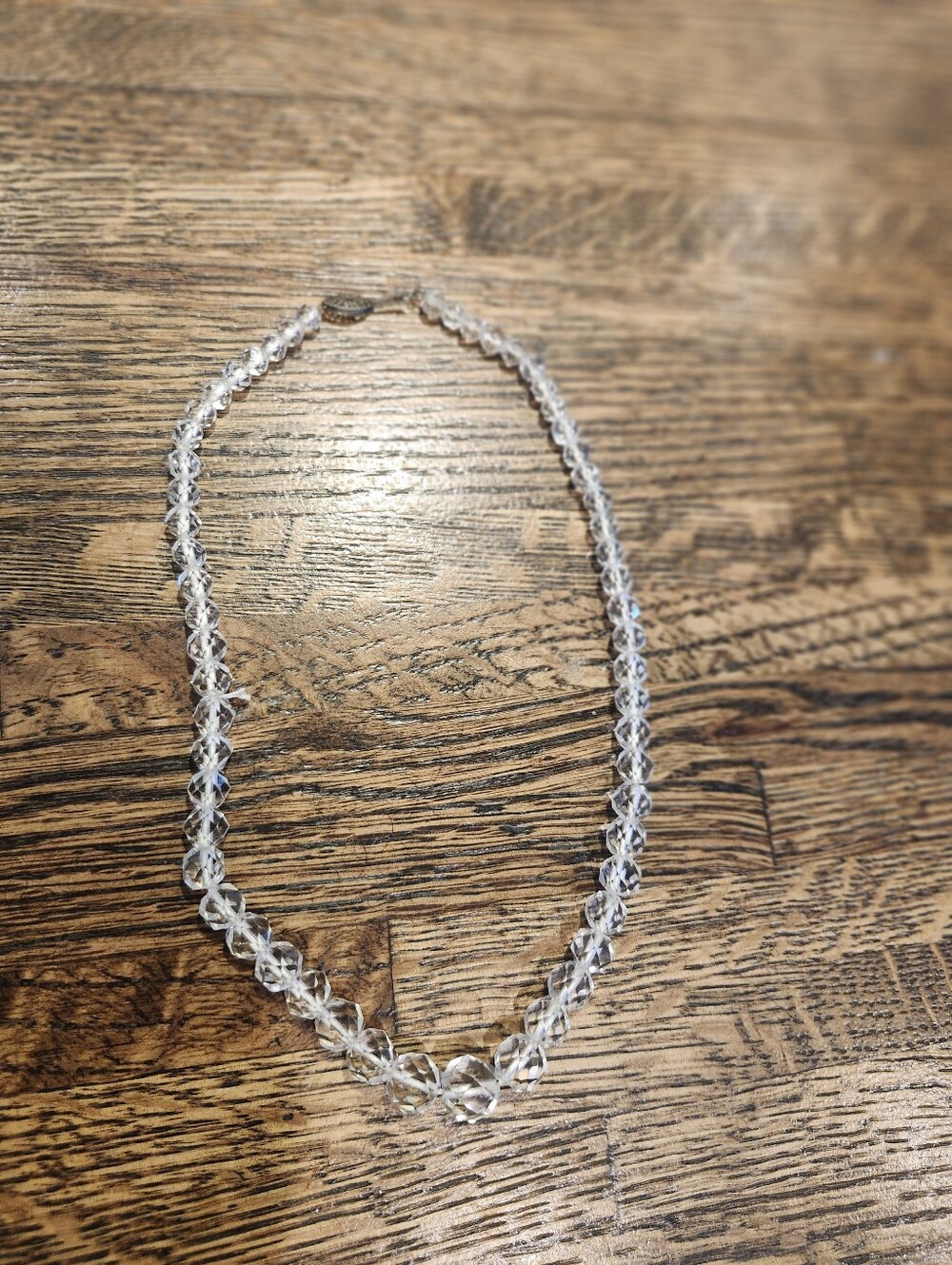 Antique Art Deco 1920's Rock Crystal Quartz 16" Choker Necklace Sterling Clasp